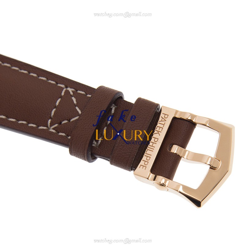 Patek Philippe 7234R-001 Replica Watch Automatic Movement 18kt Rose Gold Case Brown Dial Alligator - Image 4