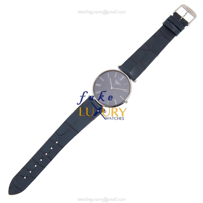 Longines L4.766.4.94.2 La Grande Replica Watch Quartz Blue Dial Stainless Steel Case Blue Leather - Image 2