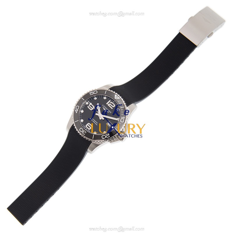 Longines L3.782.4.56.9 Swiss Automatic Stainless Steel Replica Watch - Black Dial & Rubber Strap - Image 2