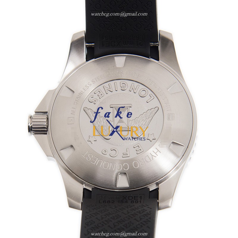 Longines L3.782.4.56.9 Swiss Automatic Stainless Steel Replica Watch - Black Dial & Rubber Strap - Image 3