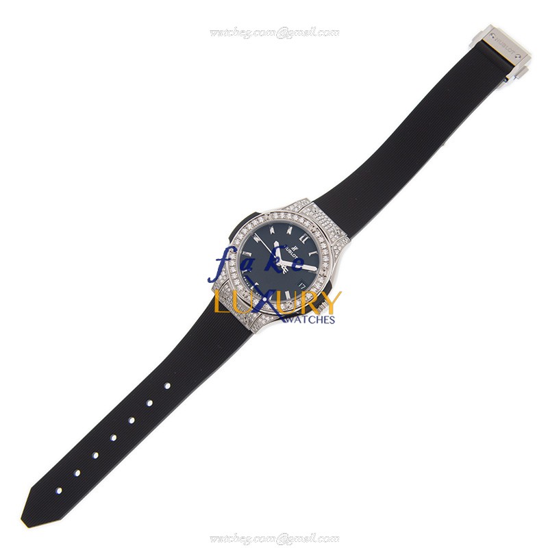 Hublot Classic Fusion Quartz 581.NX.1171.RX.1704 18kt White Gold Diamond Replica Watch - Image 2