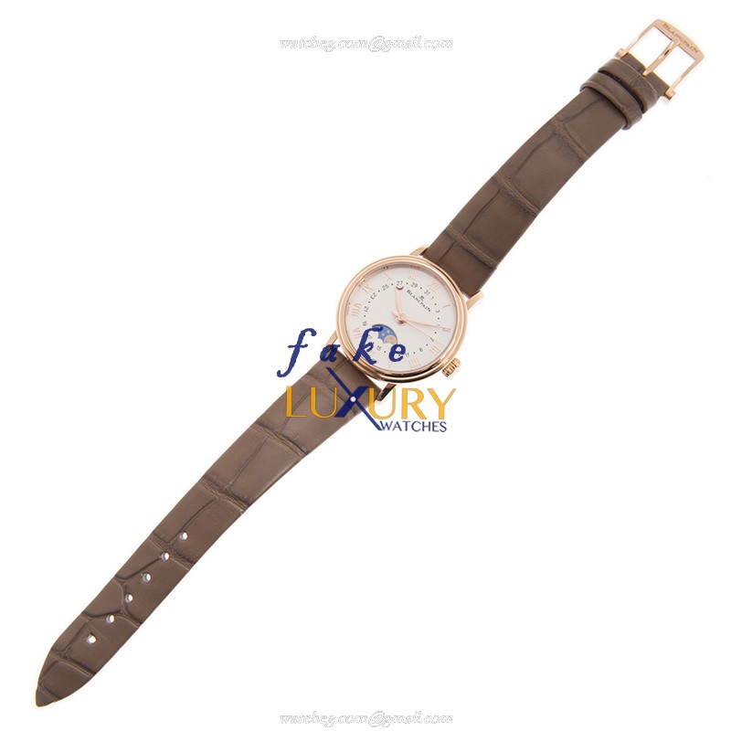 Blancpain 6106-3642-55A Classic Automatic 18kt Rose Gold White Dial Alligator Strap Replica Watch - Image 2