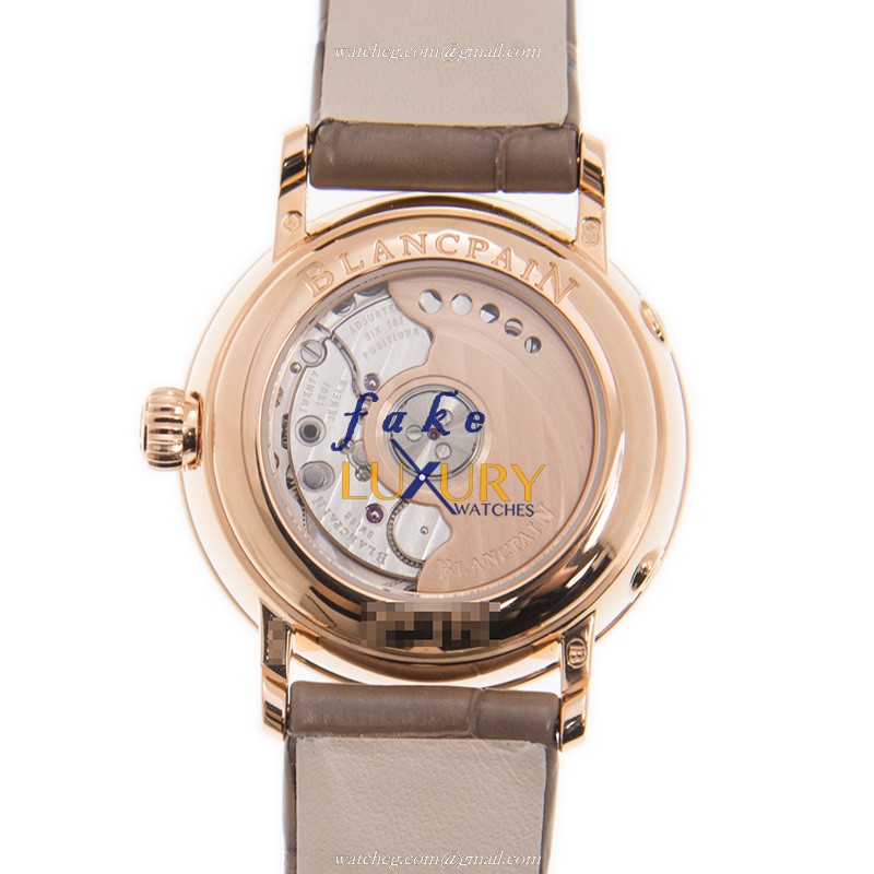 Blancpain 6106-3642-55A Classic Automatic 18kt Rose Gold White Dial Alligator Strap Replica Watch - Image 3