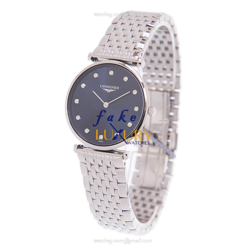 Longines L4.512.4.97.6 La Grande Quartz Replica Watch, Blue Dial Silver Steel - Image 3