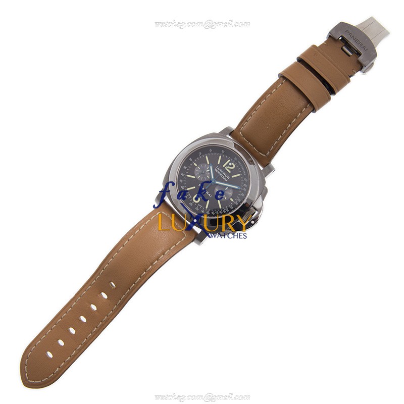 Panerai PAM00192 LUMINOR Manual Wind Steel Replica Watch, Black Dial, Brown Leather Strap - Image 2