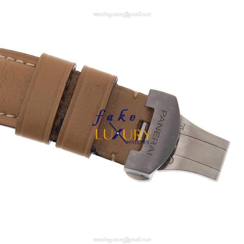 Panerai PAM00192 LUMINOR Manual Wind Steel Replica Watch, Black Dial, Brown Leather Strap - Image 4
