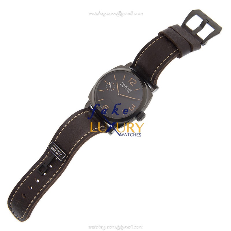 -532-RADIOMIR Replica Watch - Manual Wind - Steel Case - Black Dial - Brown Leather Strap - Image 2