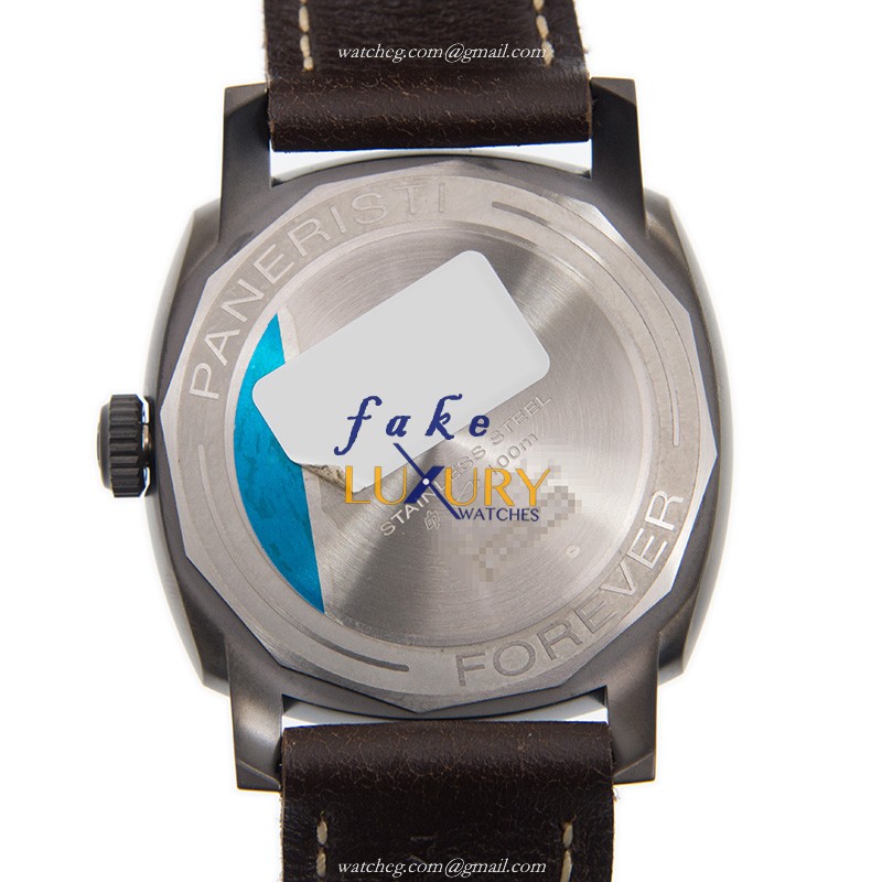 -532-RADIOMIR Replica Watch - Manual Wind - Steel Case - Black Dial - Brown Leather Strap - Image 3