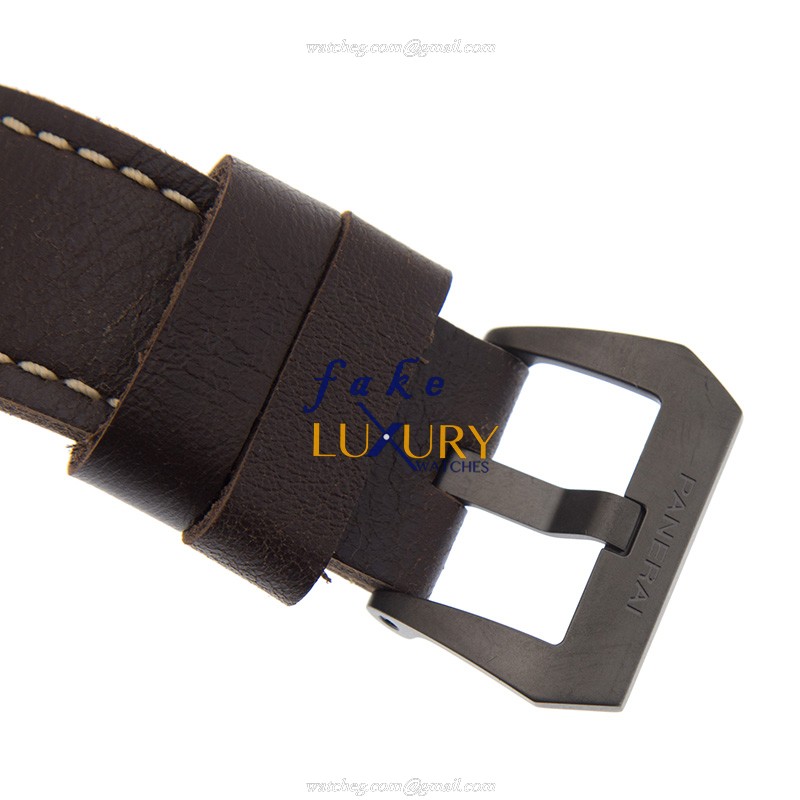 -532-RADIOMIR Replica Watch - Manual Wind - Steel Case - Black Dial - Brown Leather Strap - Image 4