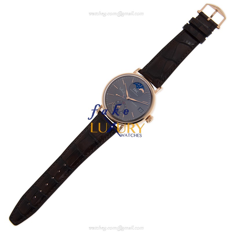 IWC IW516403 Portofino Manual Wind Replica Watch, 18kt Rose Gold Case, Gray Dial, Brown Alligator - Image 2