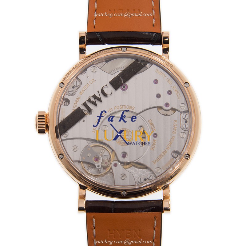 IWC IW516403 Portofino Manual Wind Replica Watch, 18kt Rose Gold Case, Gray Dial, Brown Alligator - Image 3