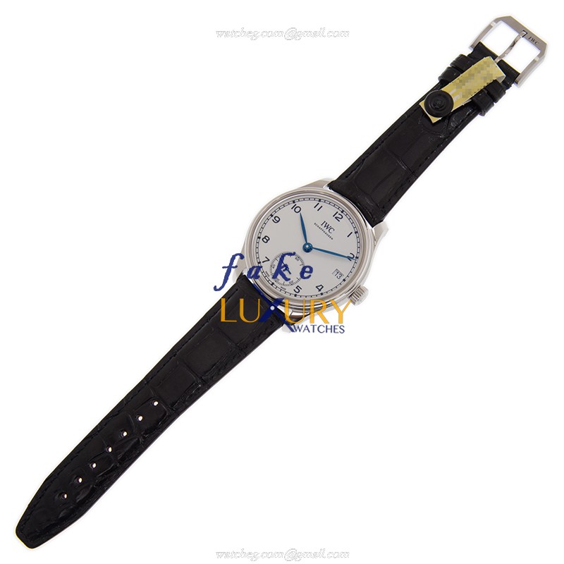 IWC IW510212 Portuguese Manual Wind White Dial Stainless Steel 43mm Alligator Strap Replica Watch - Image 2