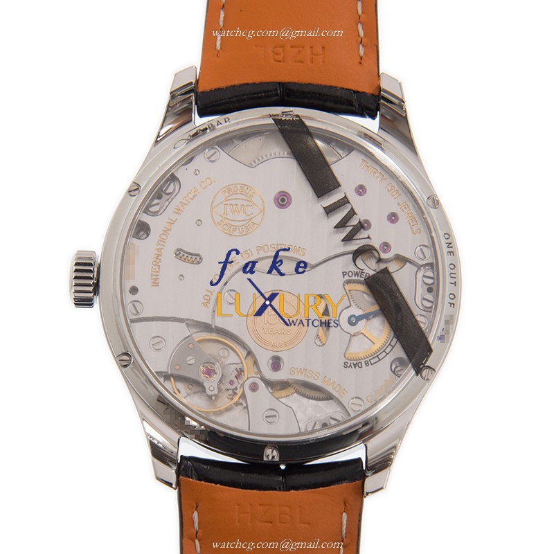 IWC IW510212 Portuguese Manual Wind White Dial Stainless Steel 43mm Alligator Strap Replica Watch - Image 3