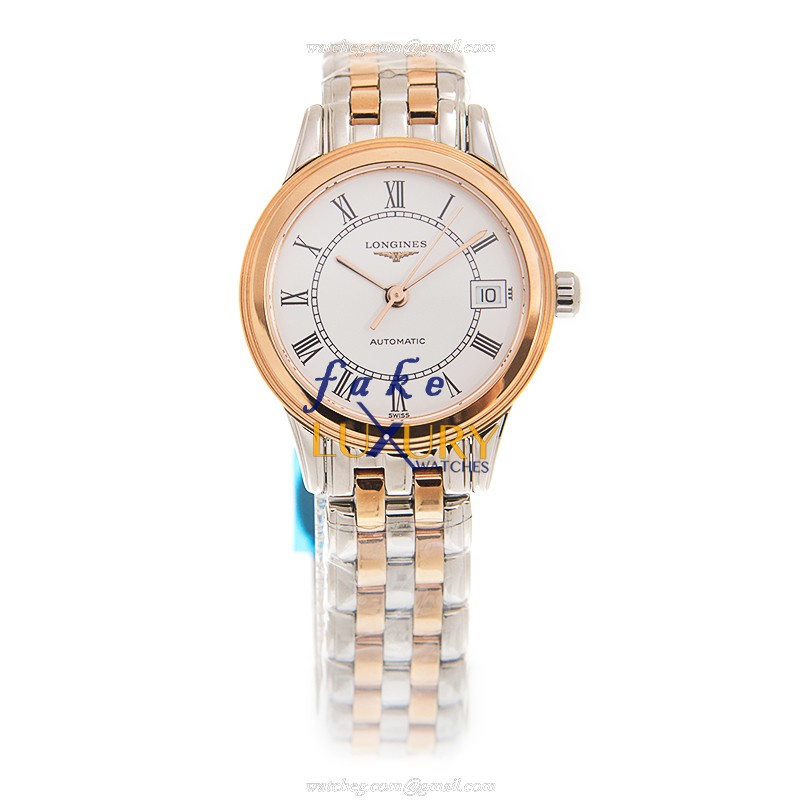Longines FLAGSHIP L4.274.3.91.7 Automatic 18kt Rose Gold Steel White Dial Replica Watch - Image 2