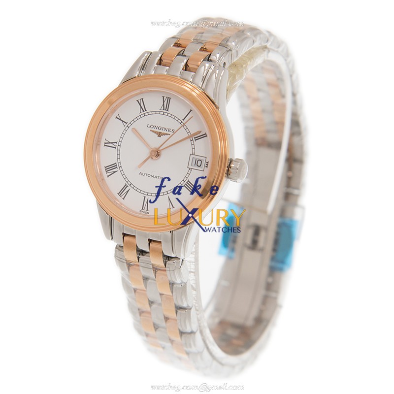 Longines FLAGSHIP L4.274.3.91.7 Automatic 18kt Rose Gold Steel White Dial Replica Watch - Image 3
