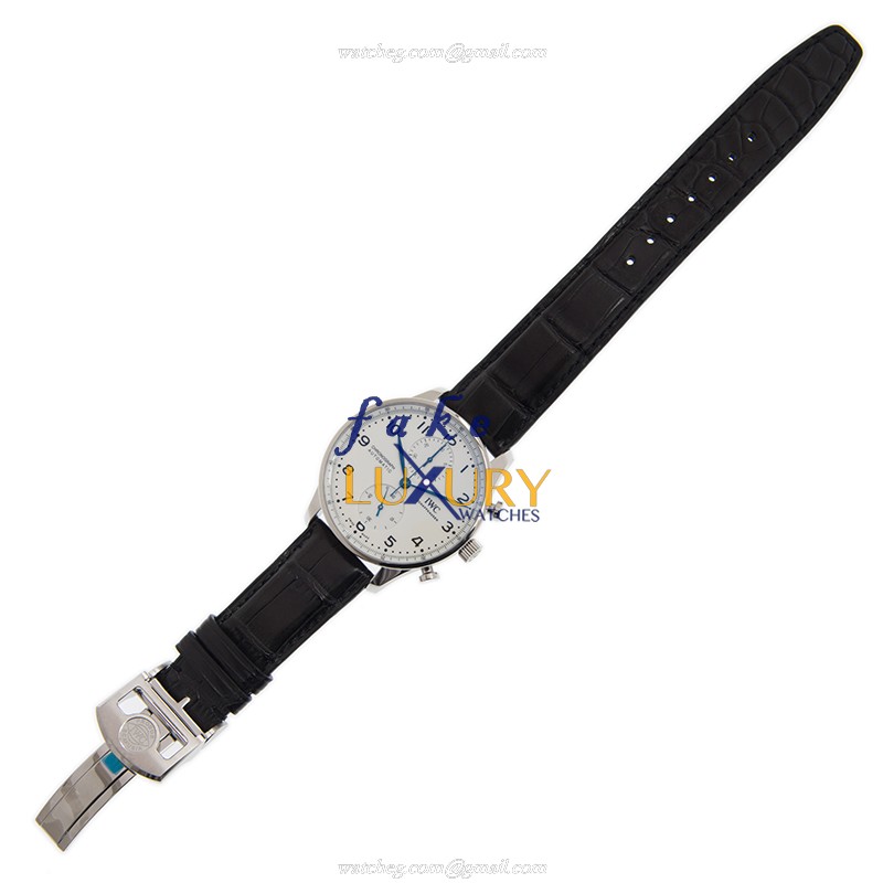 IW371602 - IWC Portuguese Automatic Replica Watch - Steel White Dial Black Alligator Strap - Image 2