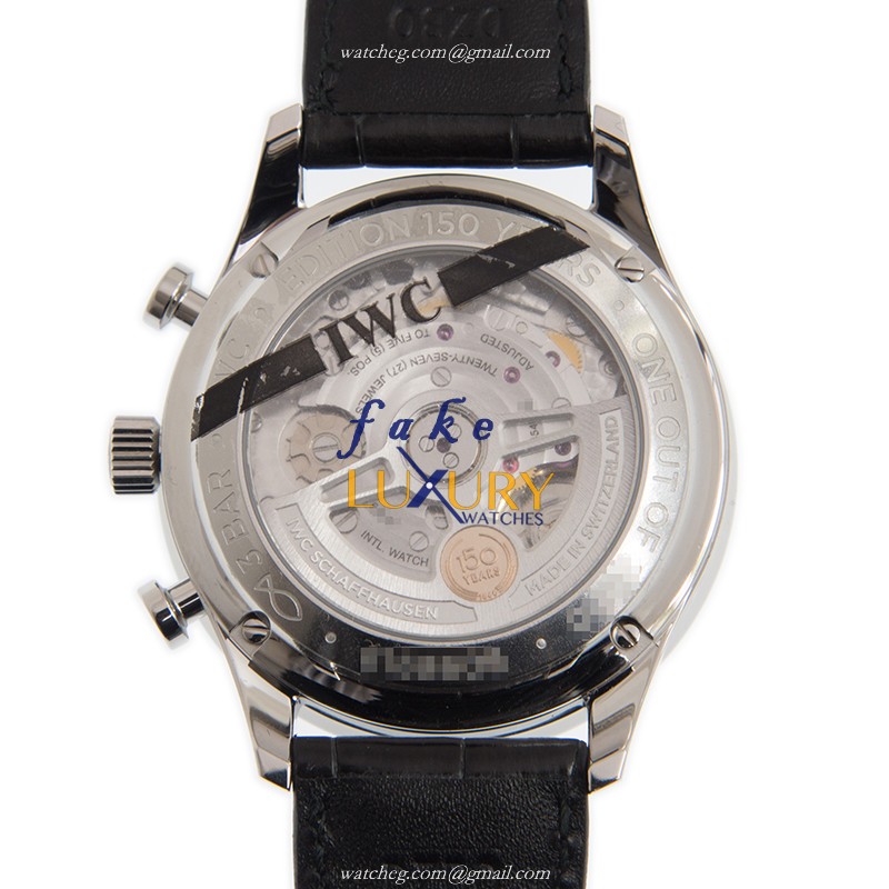 IW371602 - IWC Portuguese Automatic Replica Watch - Steel White Dial Black Alligator Strap - Image 3