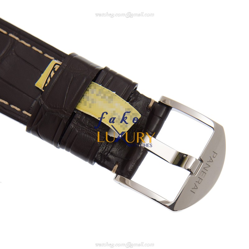 Panerai PAM00943 LUMINOR Auto Swiss Steel Replica Watch - Gray Dial Brown Leather Strap - Image 4