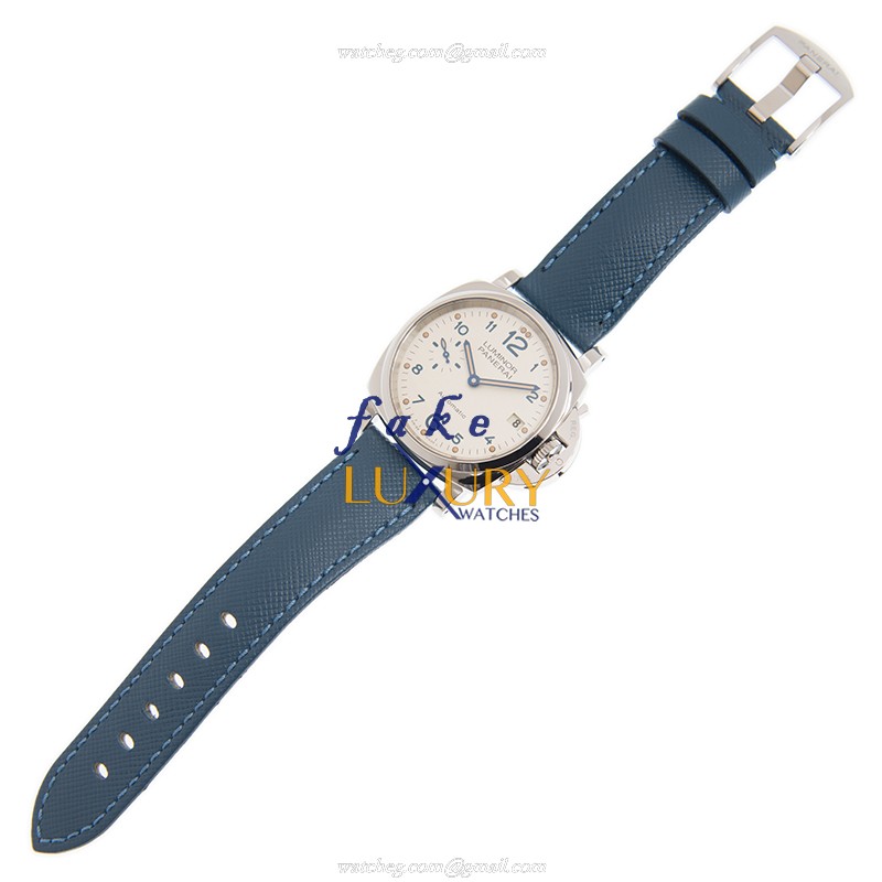 Panerai PAM00903 Luminor Replica Watch, Automatic Movement, White Dial, Blue Leather Strap - Image 2