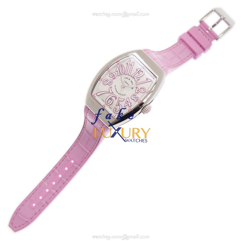 Franck Muller V 35 SC AT FO AC.RS VANGUARD Automatic Steel White Dial Pink Strap Replica Watch - Image 2
