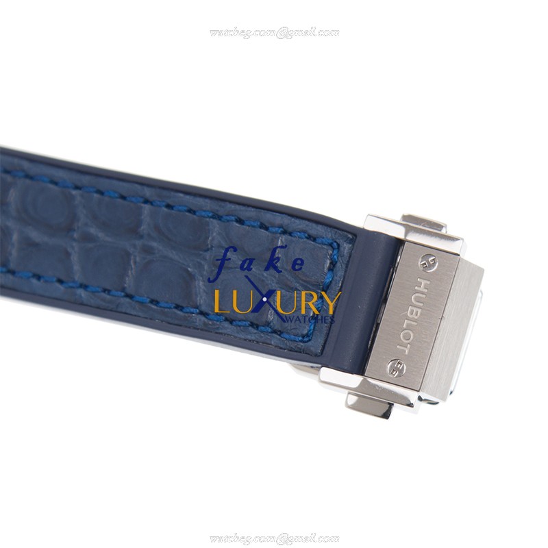Hublot 581.NX.7170.LR.1204 Classic Fusion Quartz Steel Case Replica Watch, Blue Dial, Alligator - Image 4