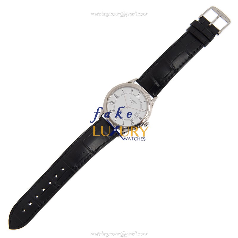 Longines L4.874.4.21.2 Flagship Replica Watch, Automatic Movement, White Dial, Alligator Strap - Image 2