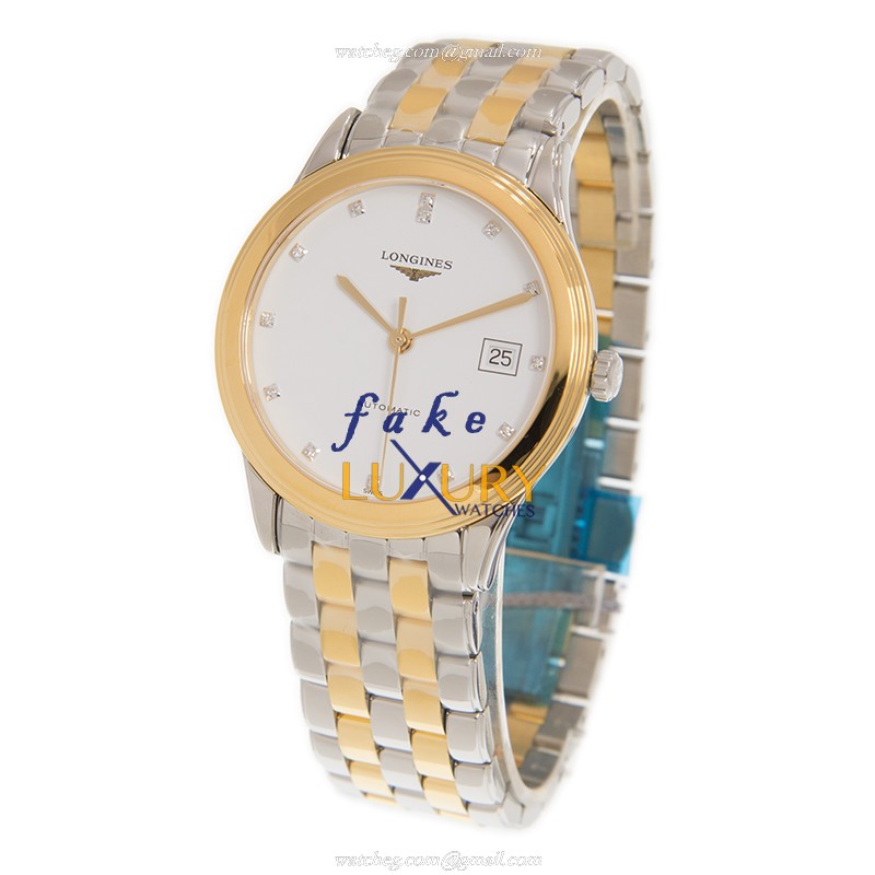 Longines L4.974.3.27.7 FLAGSHIP Replica Watch - Automatic - White Dial - Gold-Plated Steel Case - Image 3