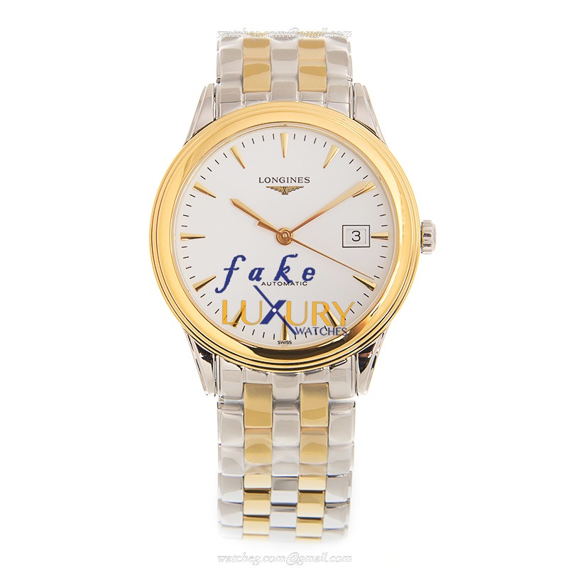 Longines FLAGSHIP L4.974.3.22.7 Automatic Gold-Plated Steel White Dial Replica Watch - Image 2