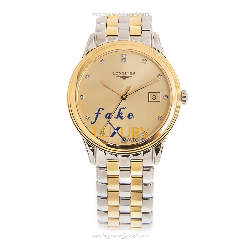 Longines FLAGSHIP L4.974.3.37.7 Replica Watch, Automatic, Gold Dial, Gold-Plated & Steel Case - Image 2