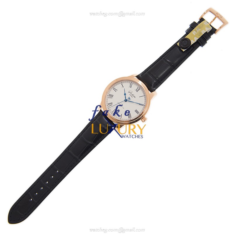 Glashutte Senator Manual Winding Skeletonized 1-39-59-01-05-04 18kt Rose Gold White Dial Replica - Image 2