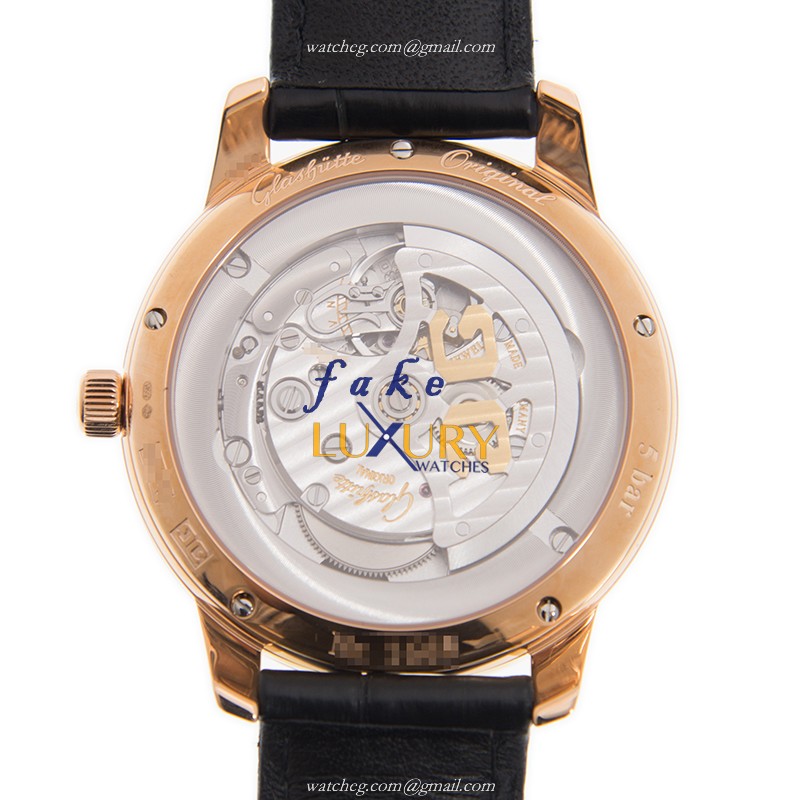 Glashutte Senator Manual Winding Skeletonized 1-39-59-01-05-04 18kt Rose Gold White Dial Replica - Image 3
