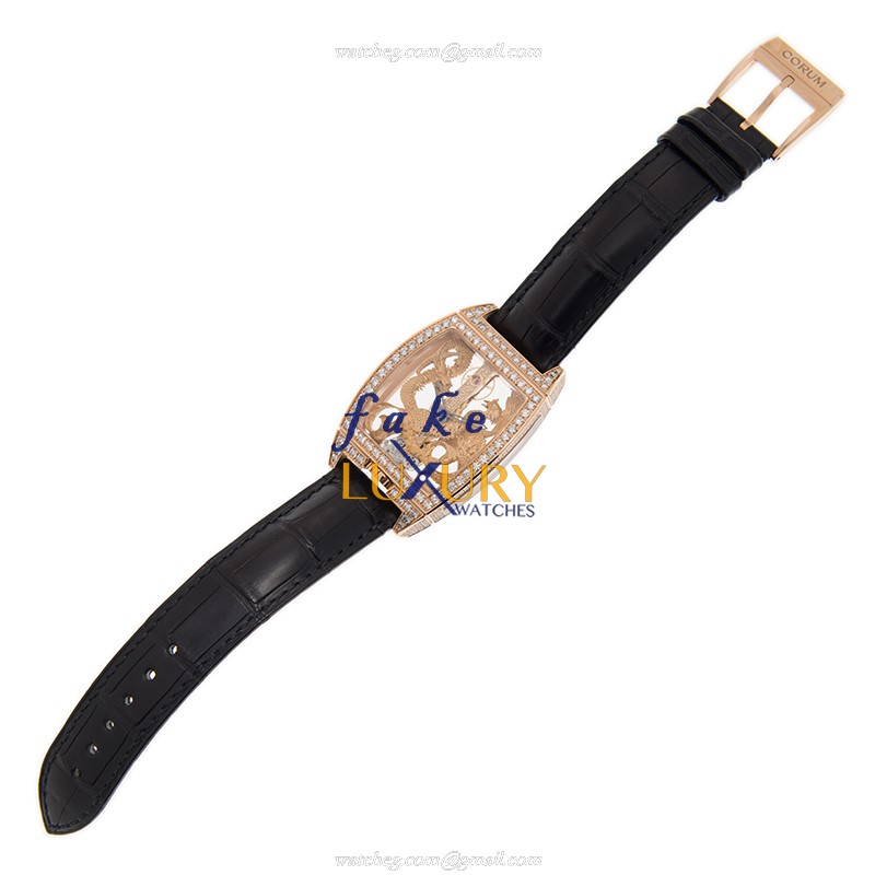 Corum 113.265.85/0001 DP55R Replica Watch, Manual Wind, 18kt Rose Gold Case, Gold Dial, Diamonds - Image 2
