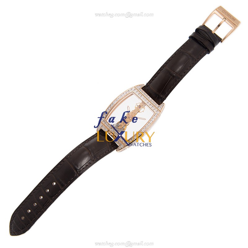 Corum 113.169.85/0002 0000 Replica Watch Manual Wind 18kt Rose Gold Transparent Dial Diamonds - Image 2