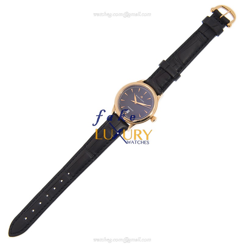 Maurice Lacroix LC6003-PG101-230 Replica Watch, Quartz Movement, 18kt Rose Gold Case, Black Dial - Image 2