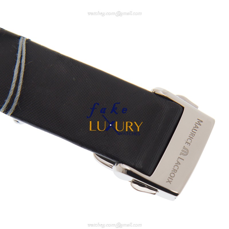 Maurice Lacroix SD6207-SD501-450 EVIDENZA Replica Watch Blue Dial White Leather Strap Automatic - Image 4