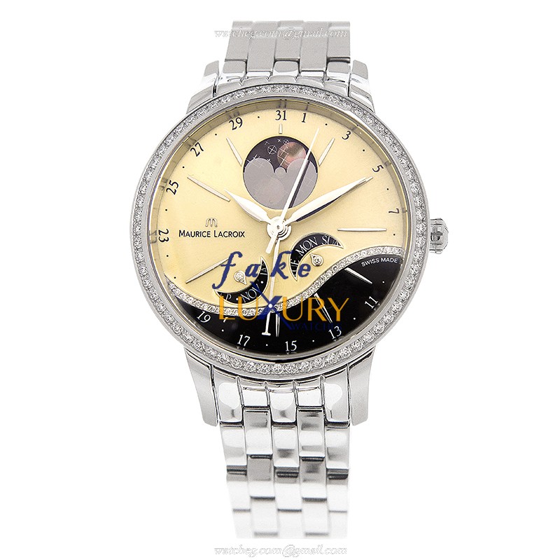 Maurice Lacroix SD6107-SD502-75E Replica Watch, Automatic Movement, Gold Dial, Steel Bracelet - Image 2