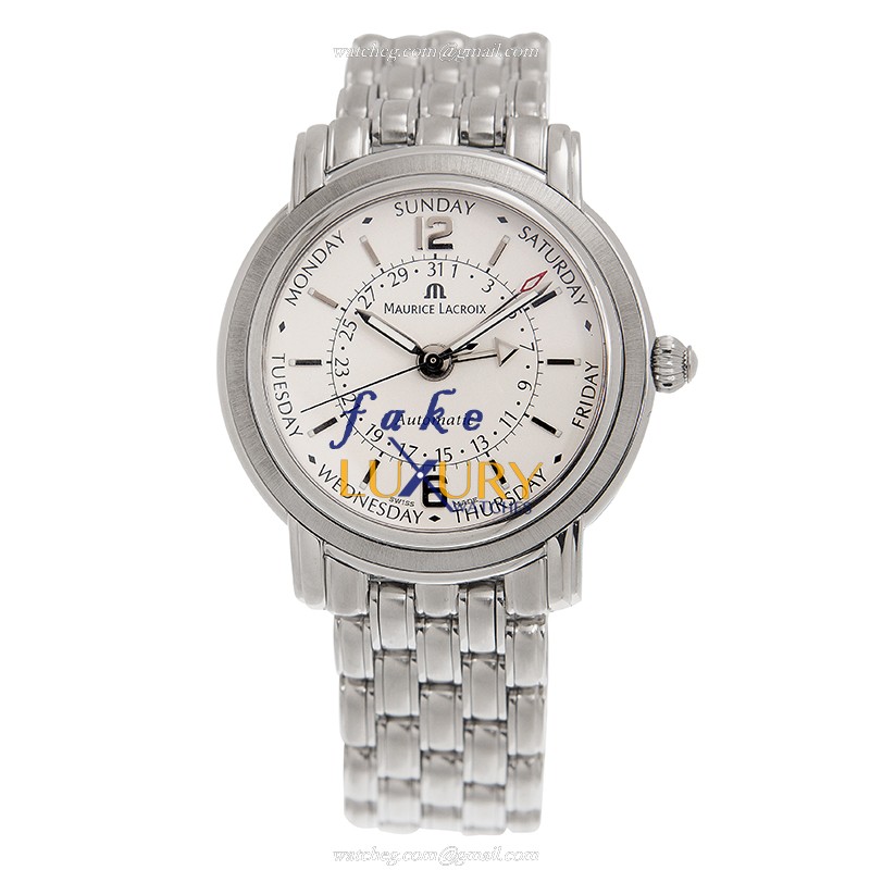 Maurice Lacroix MP6328-SS002-19E Masterpiece Replica Watch, Automatic, White Dial, Silver Stainless - Image 2