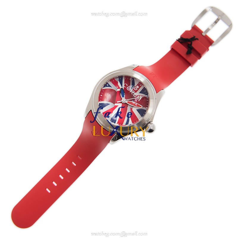 Corum 082.310.20/0376 UK01 BUBBLE Automatic Steel Replica Watch, White Dial Red Rubber Strap - Image 2