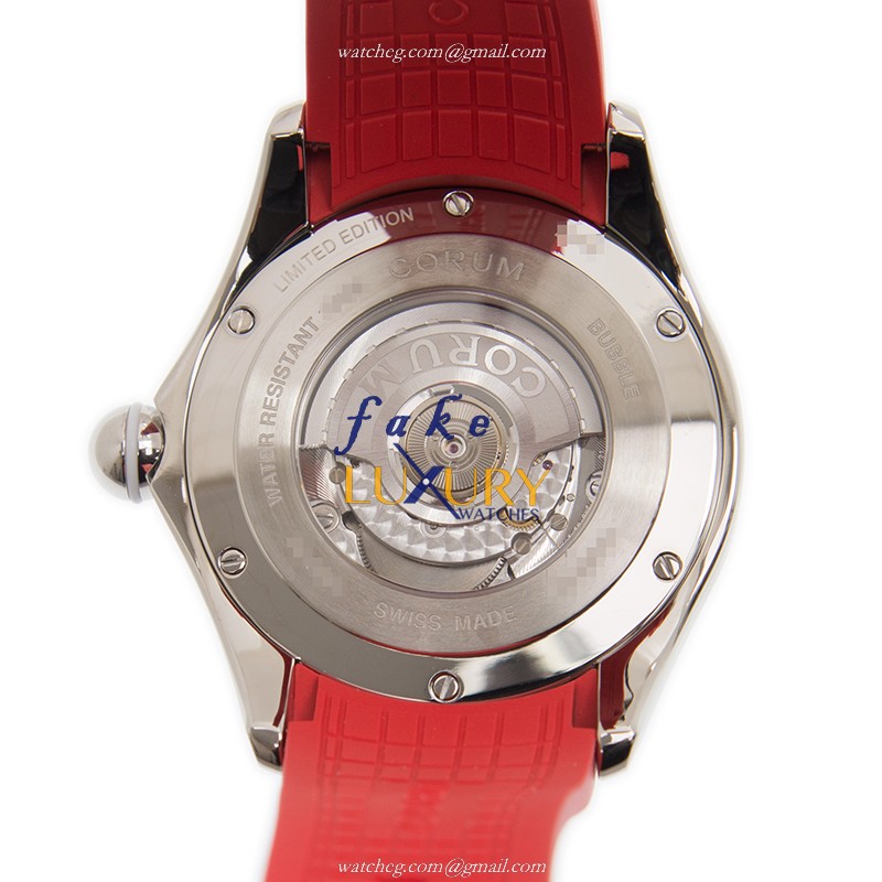 Corum 082.310.20/0376 UK01 BUBBLE Automatic Steel Replica Watch, White Dial Red Rubber Strap - Image 3
