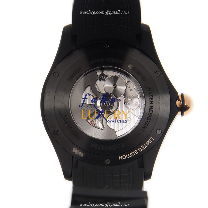 Corum 390.102.95/0371 BO01 Replica Watch, Automatic, Black Dial, Stainless Steel Case, Rubber Strap - Image 3