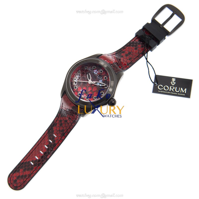 Corum 082.310.98/0335 PR01 Bubble Replica Watch, Automatic, Red Dial, Steel Case, Red Leather Strap - Image 2