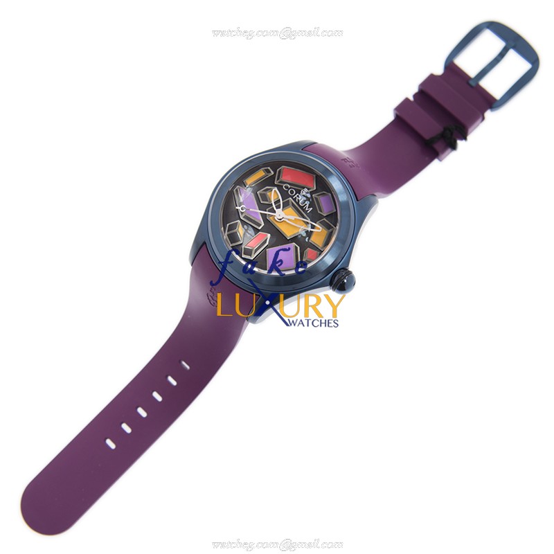 Corum Bubble 082.312.98/0390 SA01 Automatic Replica Watch, Black Dial Purple Rubber Strap - Image 2