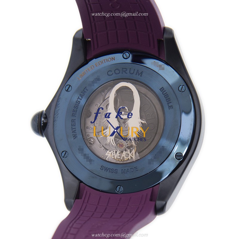 Corum Bubble 082.312.98/0390 SA01 Automatic Replica Watch, Black Dial Purple Rubber Strap - Image 3