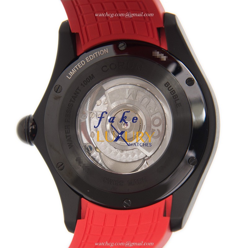 Corum Bubble 082.310.98/0376 EB38 Automatic Steel Black White Dial Red Rubber Strap Replica Watch - Image 3