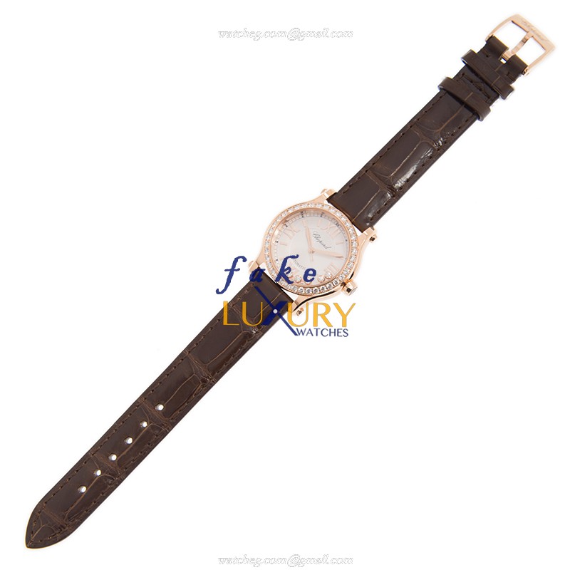 Chopard 274893-5012 Automatic 18kt Rose Gold Diamond Replica Watch, Swiss Movement, White Dial - Image 2