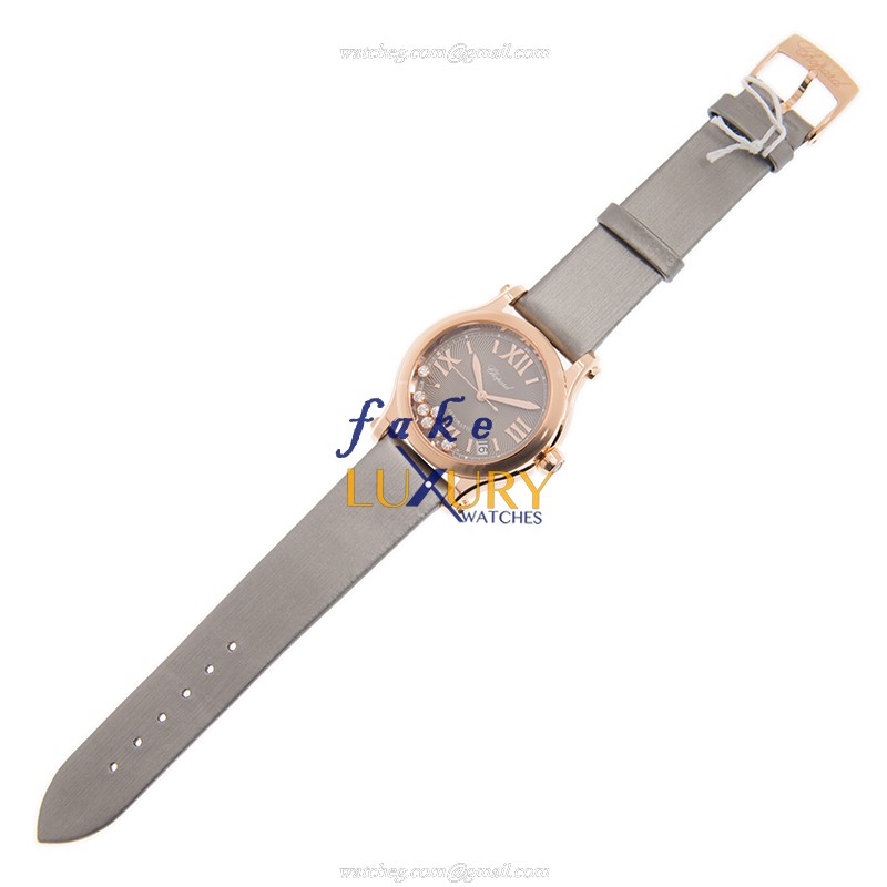 Chopard 274808-5012 Happy Sport Automatic 18kt Rose Gold Replica Watch - Swiss Movement, Gray Dial - Image 2