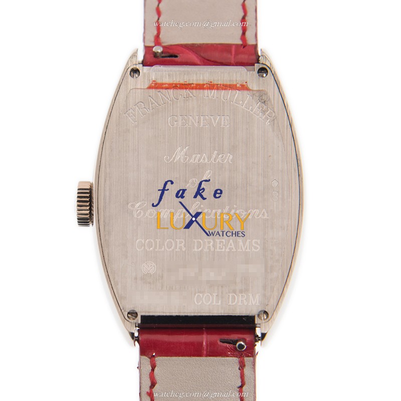 Franck Muller 5850 SC COL DRM OG Cintree Curvex Automatic 18kt White Gold Black Dial Red Alligator - Image 3