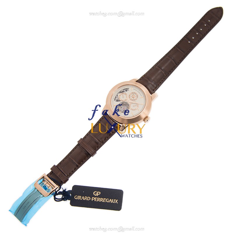 Girard Perregaux 99741-52-831-BAEA Manual Wind 18kt Rose Gold Brown Alligator Replica Watch - Image 2