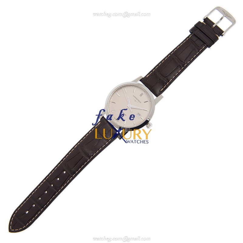 Longines L4.825.4.92.2 1832 Automatic Stainless Steel White Dial Brown Alligator Strap Replica Watch - Image 2
