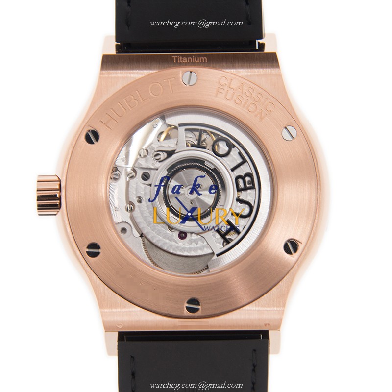 Hublot 547.OX.0180.LR Classic Fusion Auto 18kt Rose Gold Replica Watch - Swiss Movement, Black - Image 3